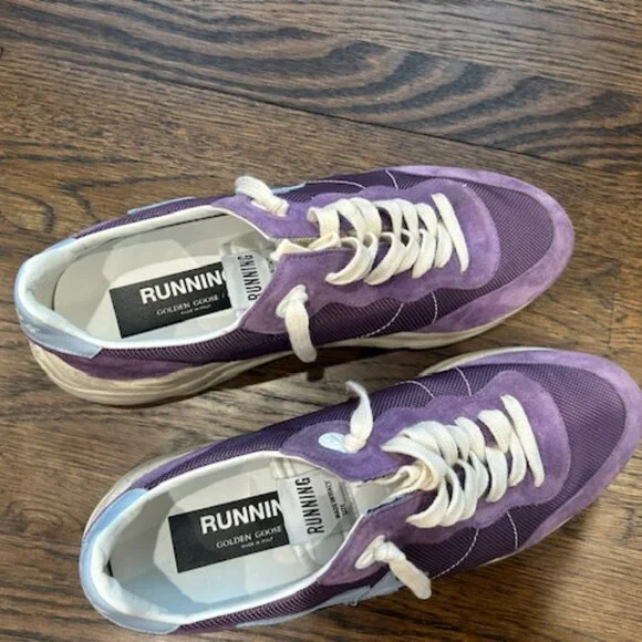 Golden Goose Running Sole Purple Suede Sneakers
